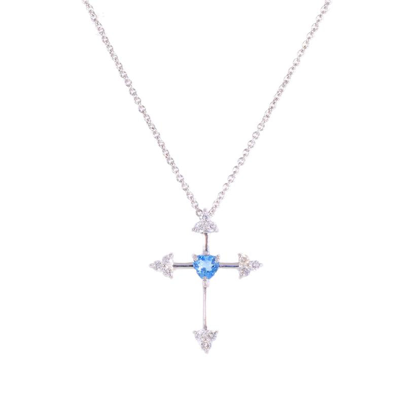 / K18WGトパーズダイヤネックレスD0.10ct//Aランク/65