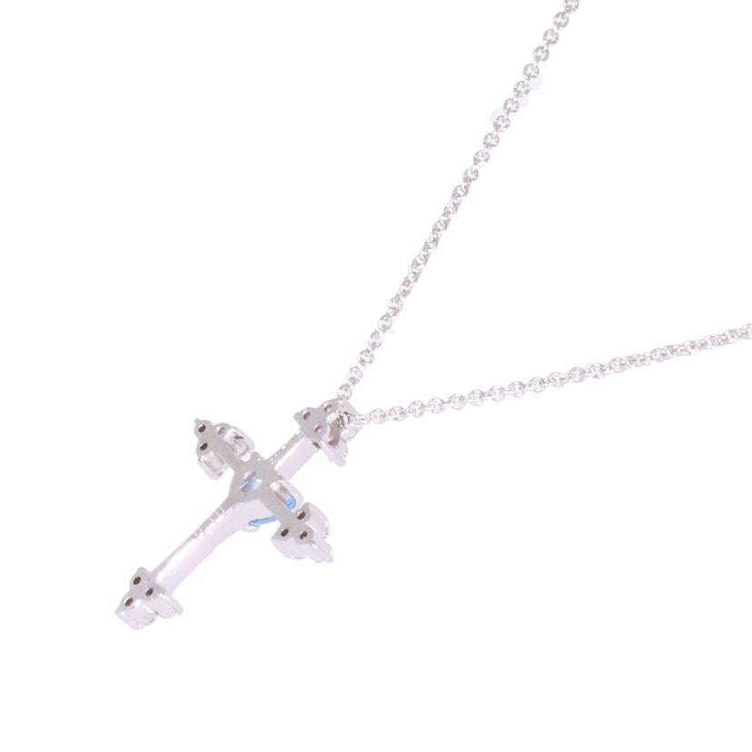 / K18WGトパーズダイヤネックレスD0.10ct//Aランク/65