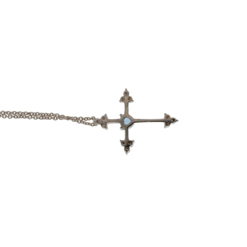 / K18WGトパーズダイヤネックレスD0.10ct//Aランク/65