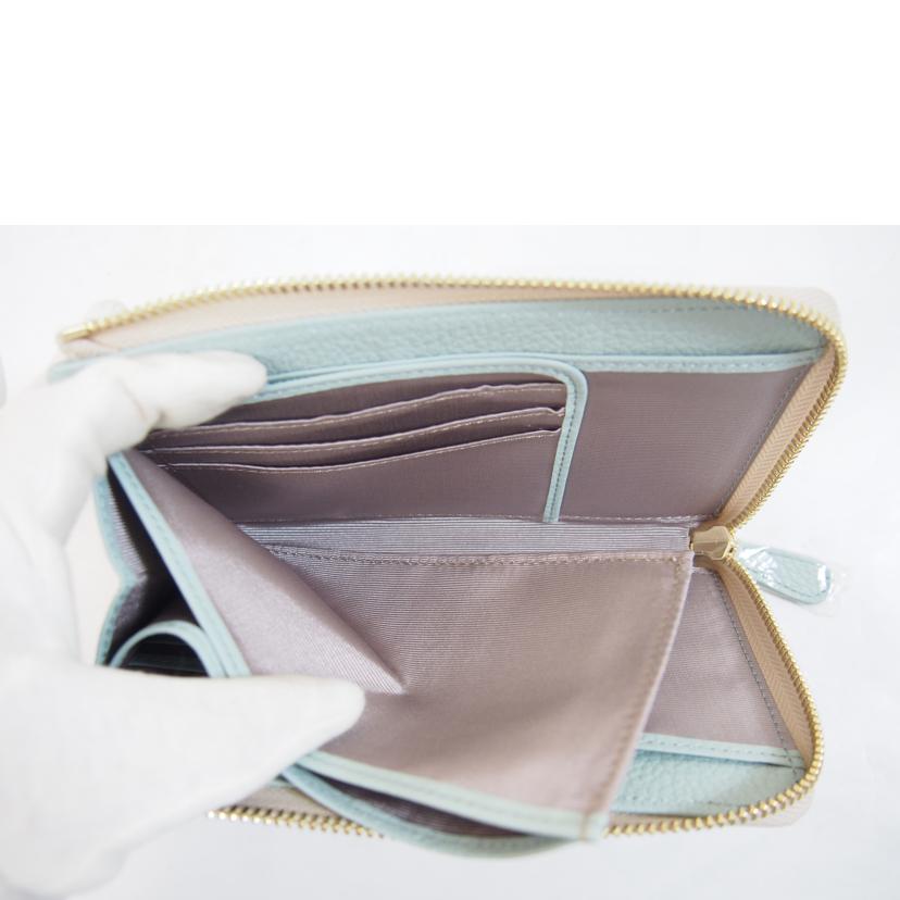 marie claire マリクレール/イタリアンレザー バイカラーL字型ジップコンタクトウォレット/Sランク/71