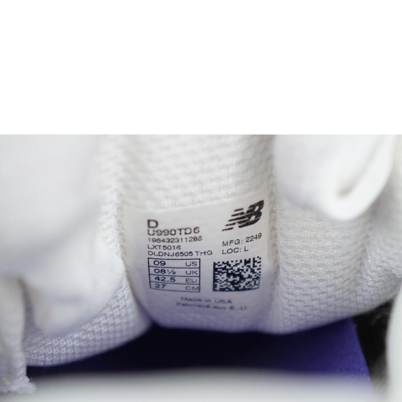 new balance ニューバランス/NB スニーカー990/パープル×ホワイト 27.0/U990TD6//Aランク/67