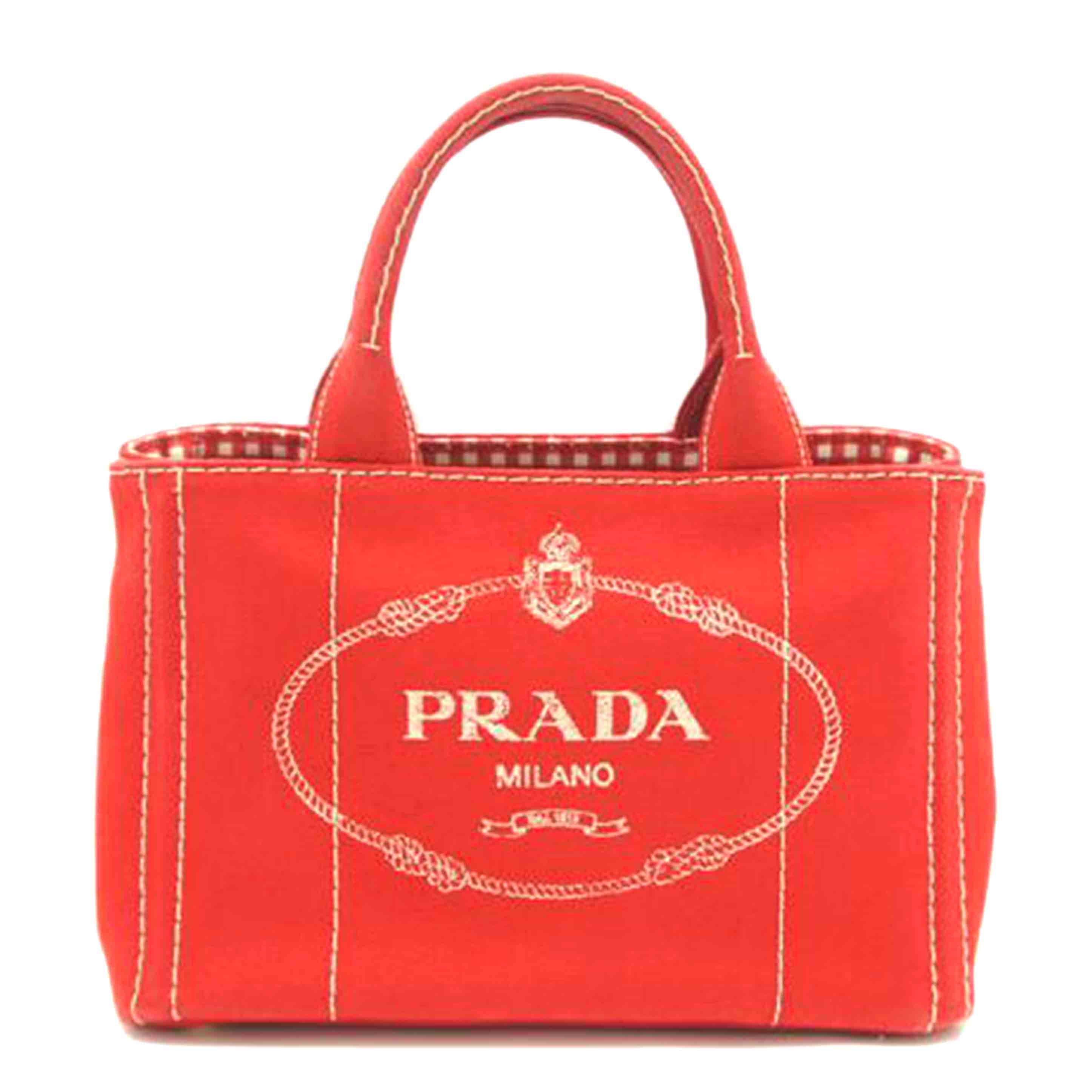PRADA プラダ/カナパ2wayハンド/レッド/ストラップ付//204/Aランク/75