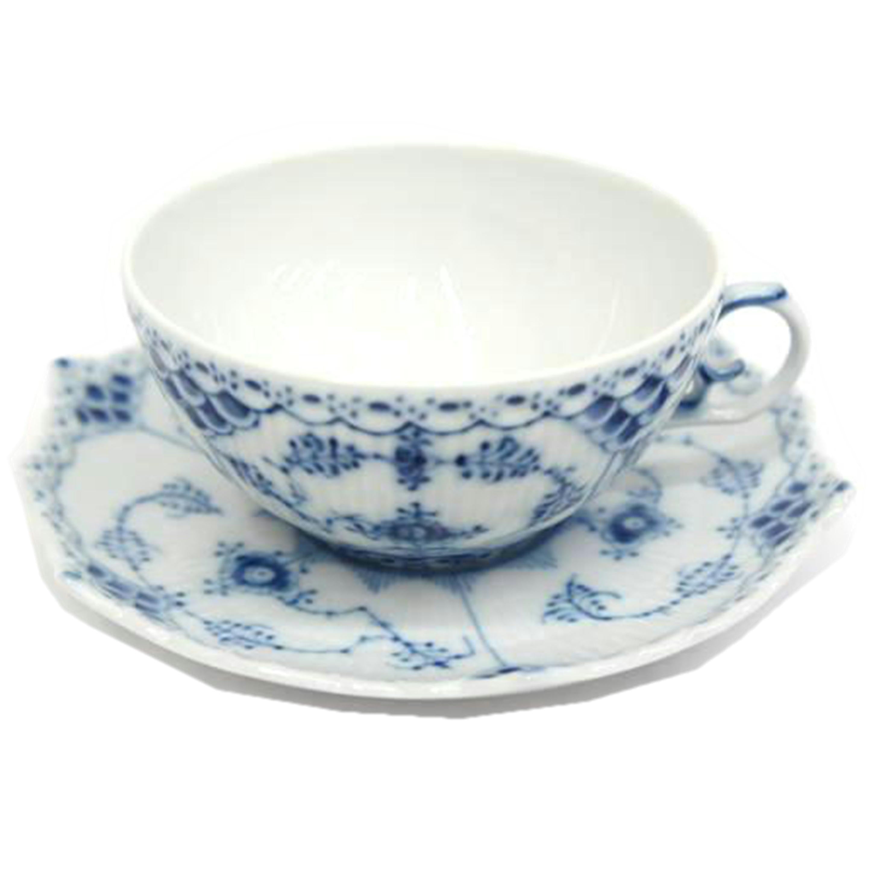 ROYAL COPENHAGEN ロイヤルコペンハーゲン/ブルーフルーテッド フルレース ティーカップ&ソーサー//Aランク/05