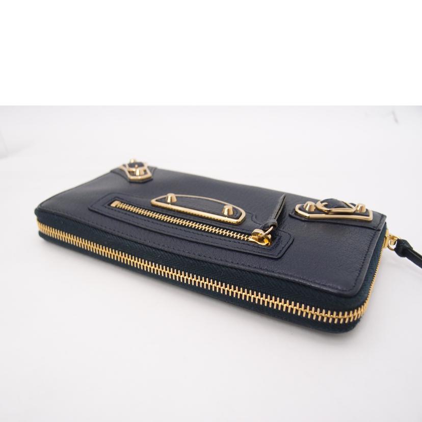 BALENCIAGA バレンシアガ/クラシックコンチネンタルラウンドファスナー長財布/ネイビー/390187//402*/Aランク/69