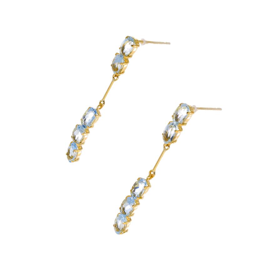 /◎K18アクアマリンピアス//Aランク/59