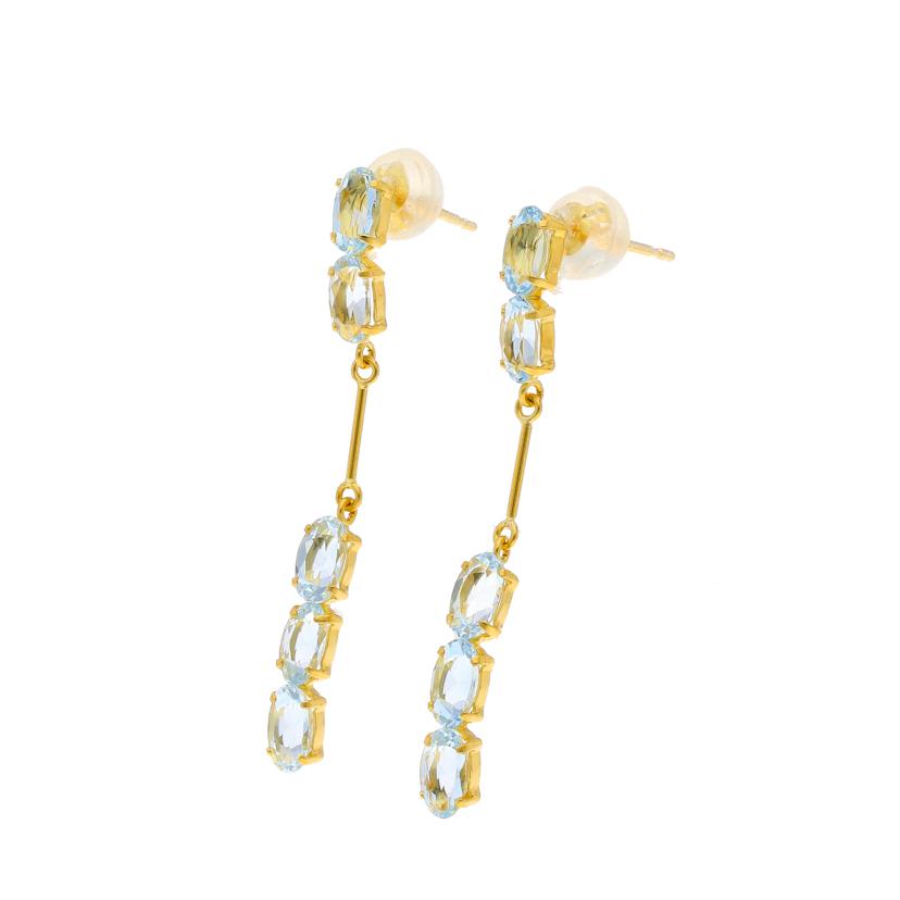 / K18アクアマリンピアス//Aランク/92