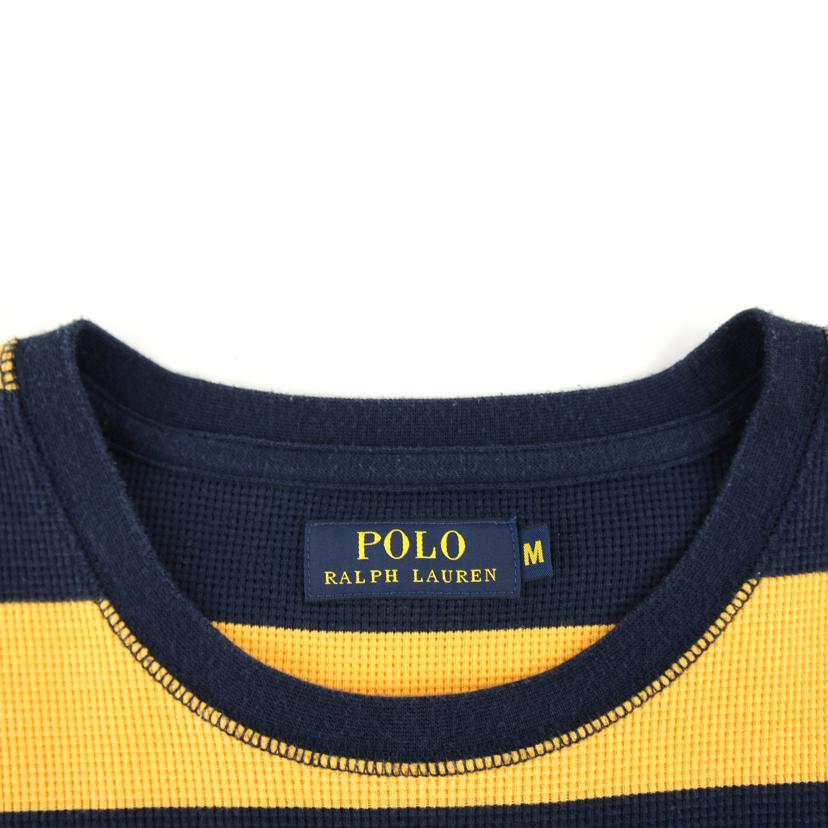 Ralph Lauren ラルフローレン/POLOメンズインナー長袖 イエロー×ネイビー//Bランク/64
