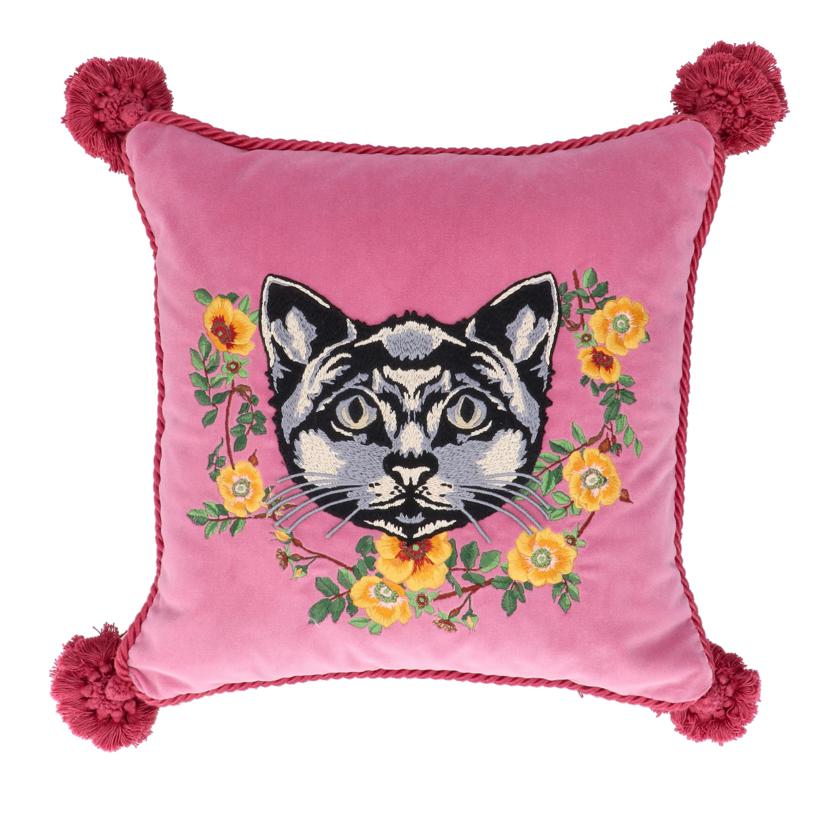 GUCCI/25 グッチ/グッチデコール/ジャガードクッション/猫・花/482722//Aランク/75