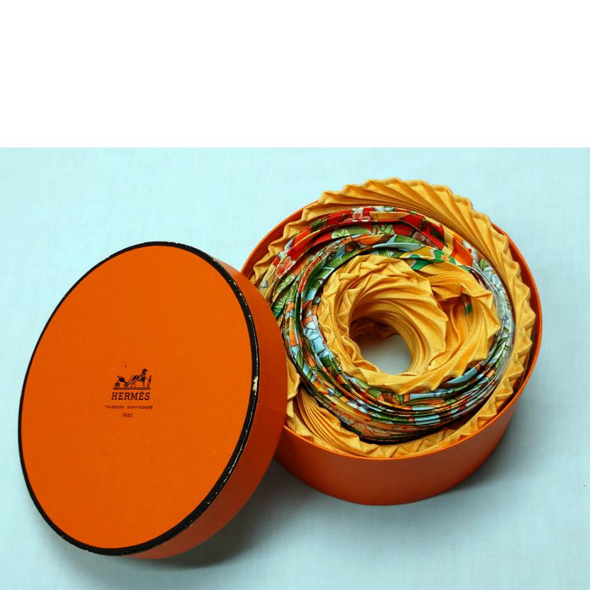HERMES エルメス/プリーツカレ AXISMUNDI シルクスカーフ//Bランク/52