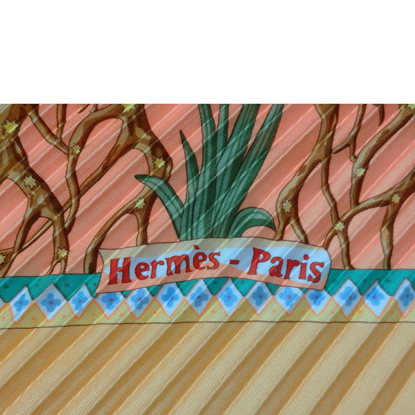 HERMES エルメス/プリーツカレ AXISMUNDI シルクスカーフ//Bランク/52