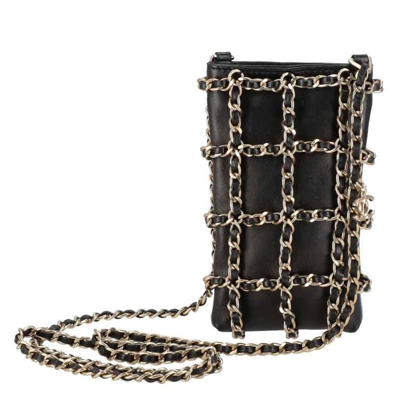 CHANEL シャネル/シャネル/チェーンフォンケースラムスキン/ブラック/AP1161//257*****/Bランク/75