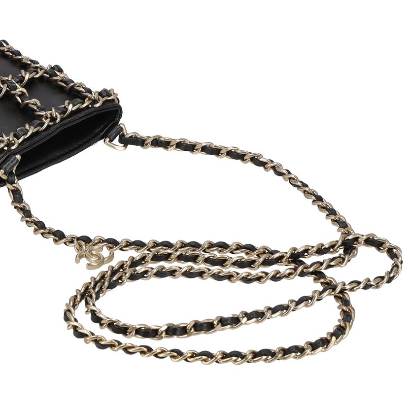 CHANEL シャネル/シャネル/チェーンフォンケースラムスキン/ブラック/AP1161//257*****/Bランク/75