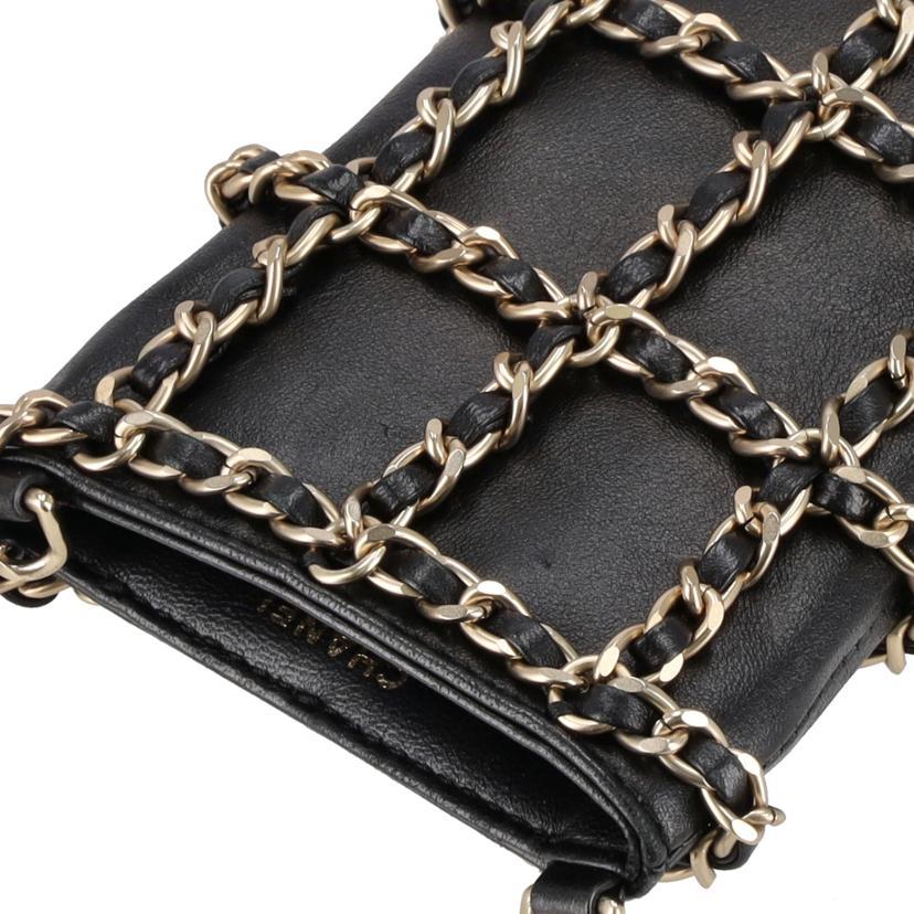 CHANEL シャネル/シャネル/チェーンフォンケースラムスキン/ブラック/AP1161//257*****/Bランク/75