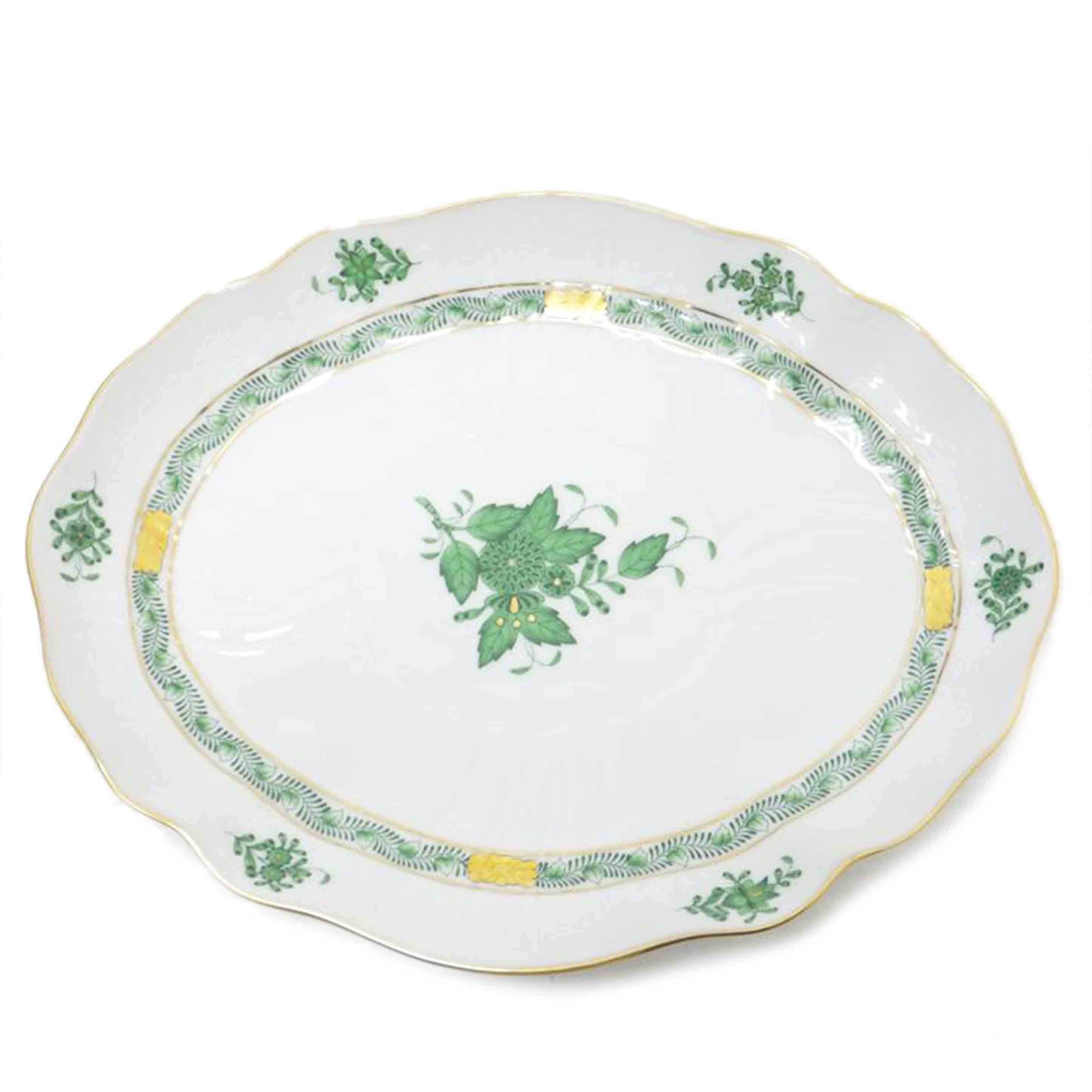 HEREND/オーバルプレート/アボニーグリーン//ABランク/88