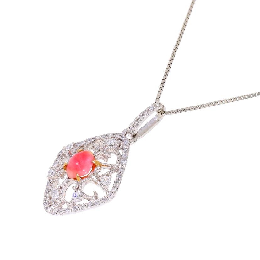 /◎Pt900/Pt850コンクパールダイヤネックレス0.515/D0.32ct//ABランク/59