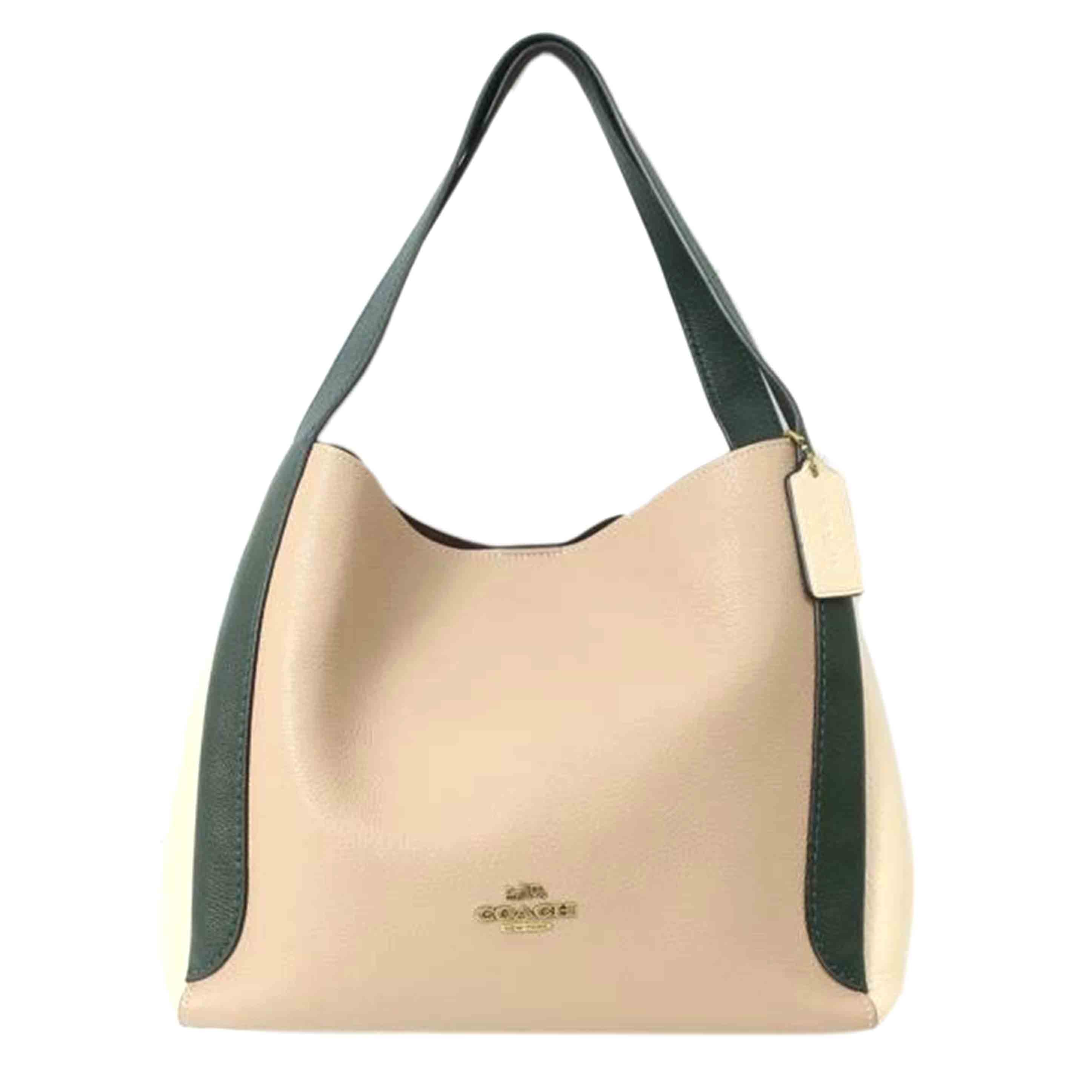 COACH コーチ/レザーハンド/セミショルダーバッグ ベージュ×ダークグリーン×オフホワイト/76088//ABランク/65