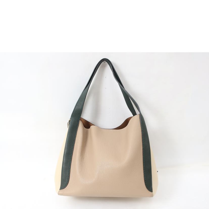 COACH コーチ/レザーハンド/セミショルダーバッグ ベージュ×ダークグリーン×オフホワイト/76088//ABランク/65