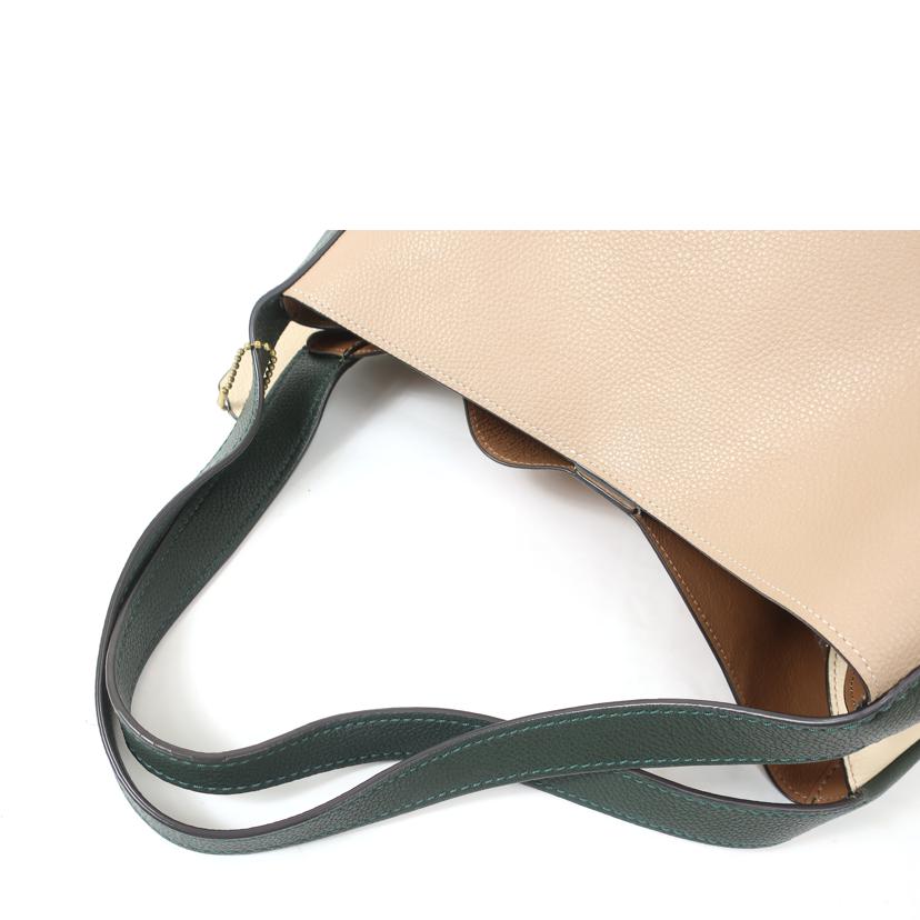 COACH コーチ/レザーハンド/セミショルダーバッグ ベージュ×ダークグリーン×オフホワイト/76088//ABランク/65