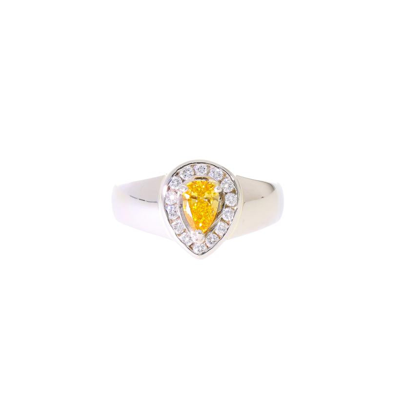 /◎Pt900オレンジイエローダイヤリング0.369/0.22ct //Aランク/59