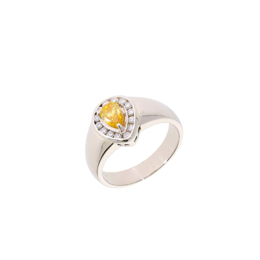 /◎Pt900オレンジイエローダイヤリング0.369/0.22ct //Aランク/59