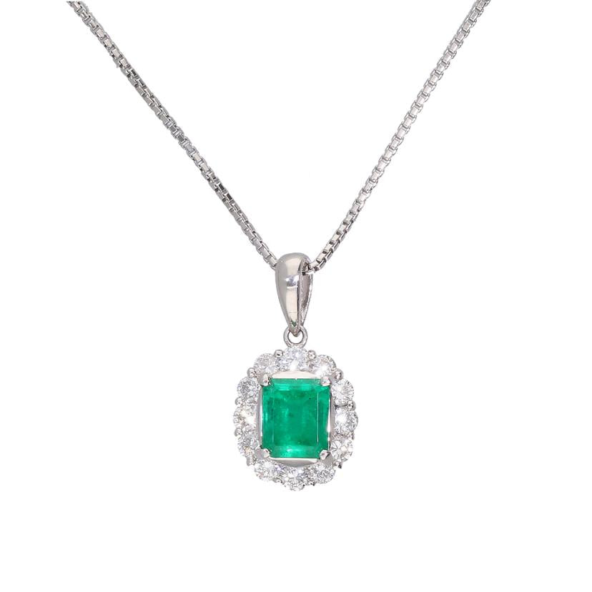 /◎PTエメラルドダイヤネックレス1.37/D0.74//Aランク/59