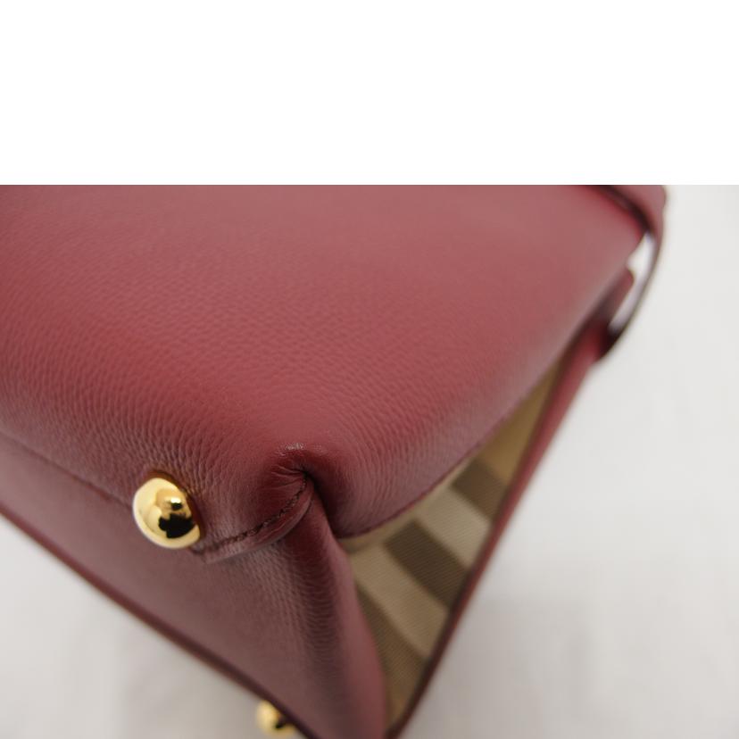 BURBERRY バーバリー/バナーミディアムレザートートバッグ/ボルドー色/8068551//Aランク/04