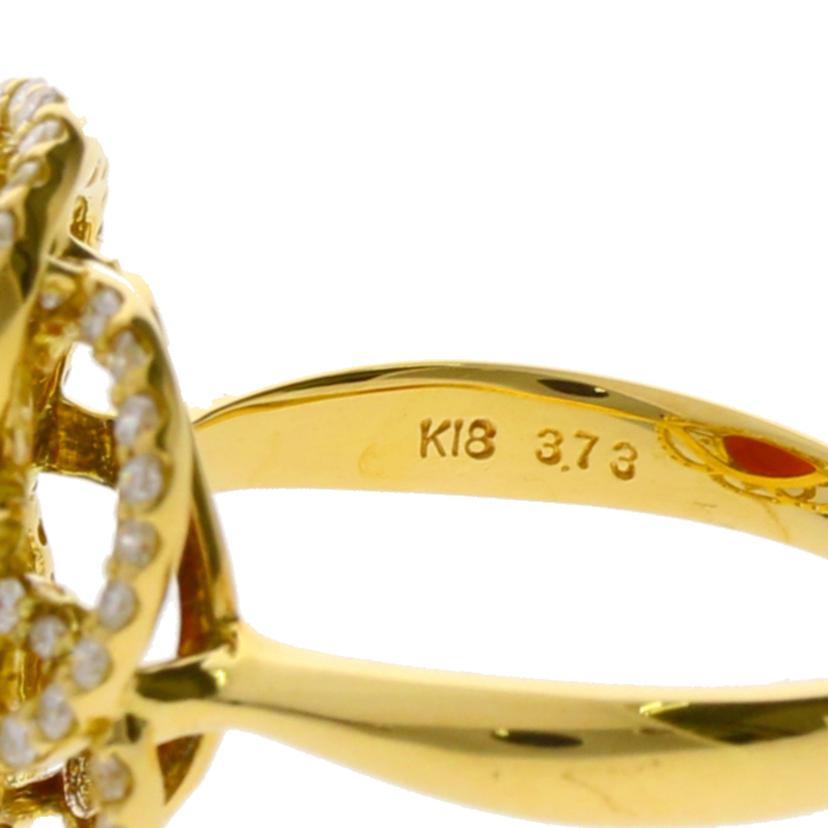 /◎K18珊瑚ダイヤリング3.73/D0.57ct//Aランク/59