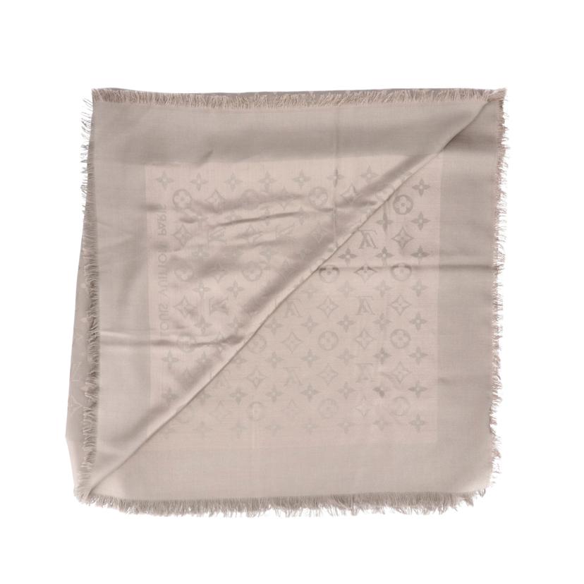 LV LV/シルク×ウールショール/グレージュ/401910//Aランク/75