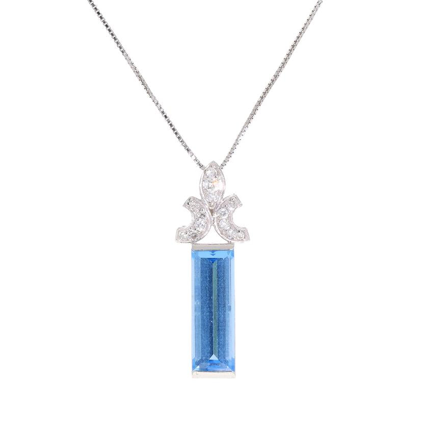 /◎K18WGブルートパーズダイヤネックレス5.30/D0.20ct//Aランク/59