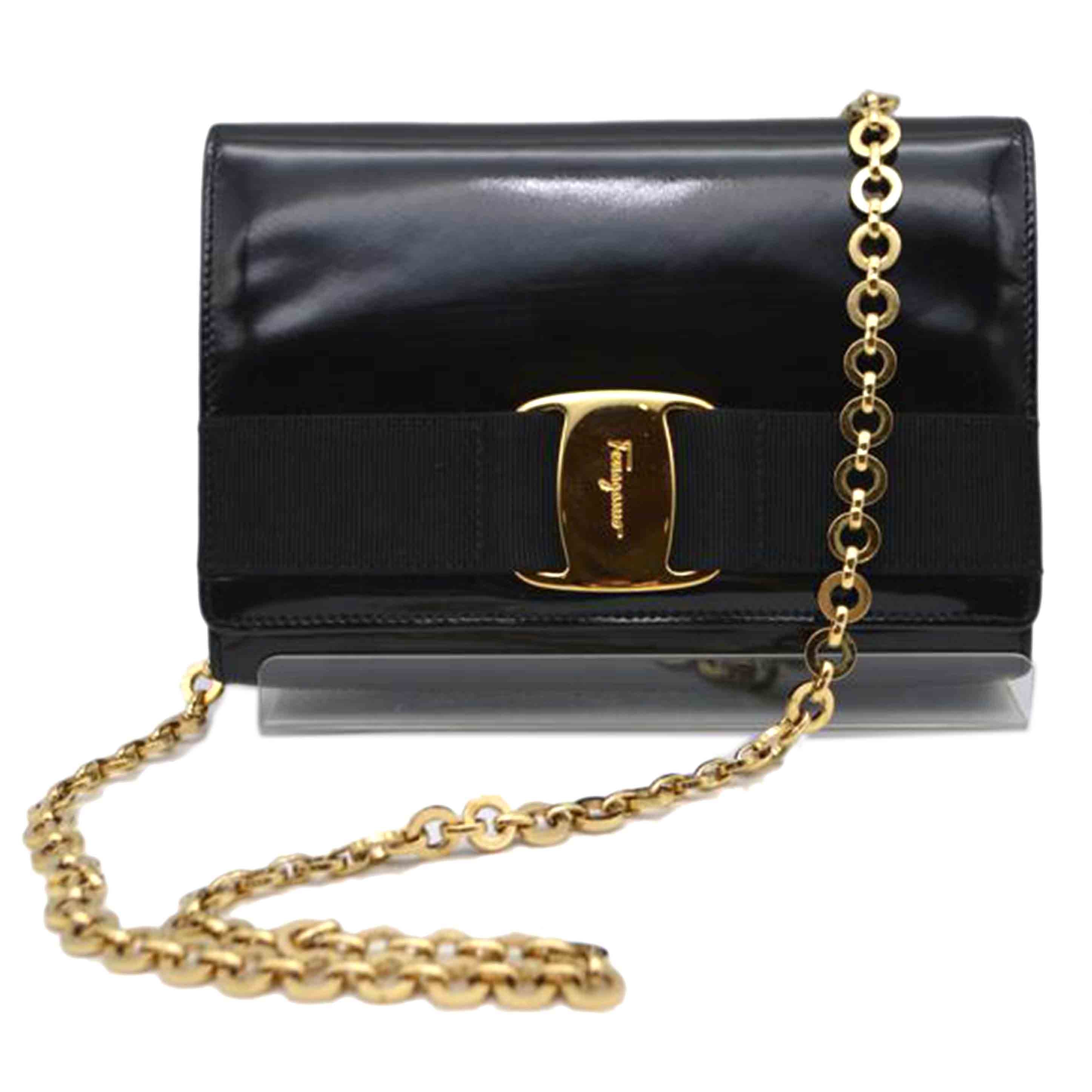 Ferragamo フェラガモ/ヴァラパテントチェーンレザーショルダー/AQ-21 7719//Bランク/89