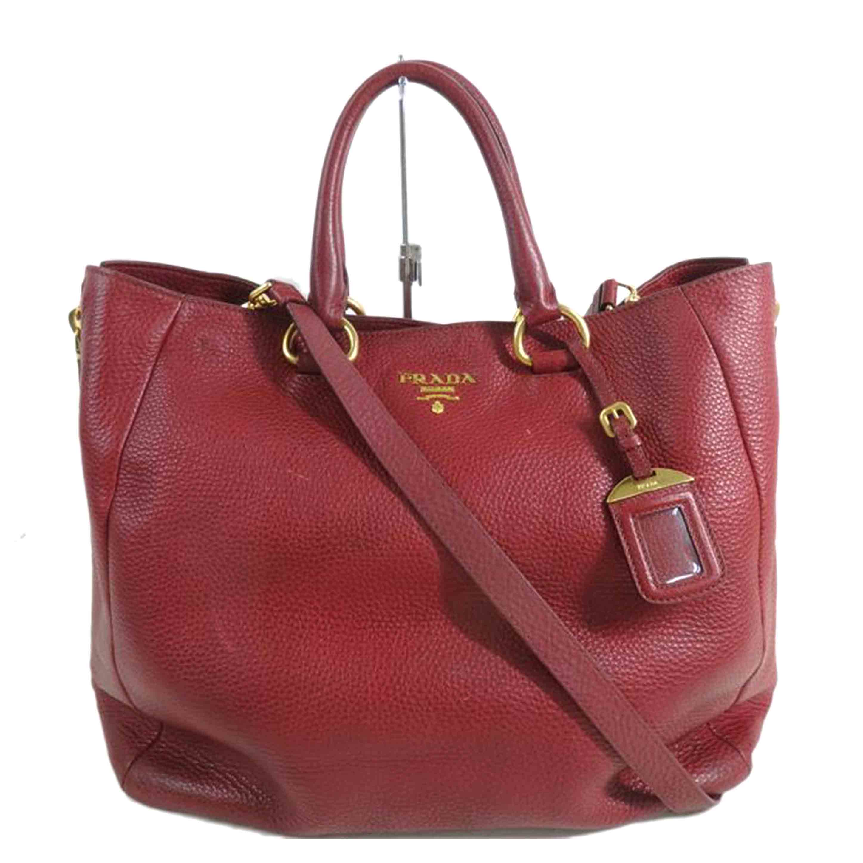 PRADA プラダ/メタルロゴレザー2wayトートバッグ/RUBINO/BN2522//102/Bランク/84