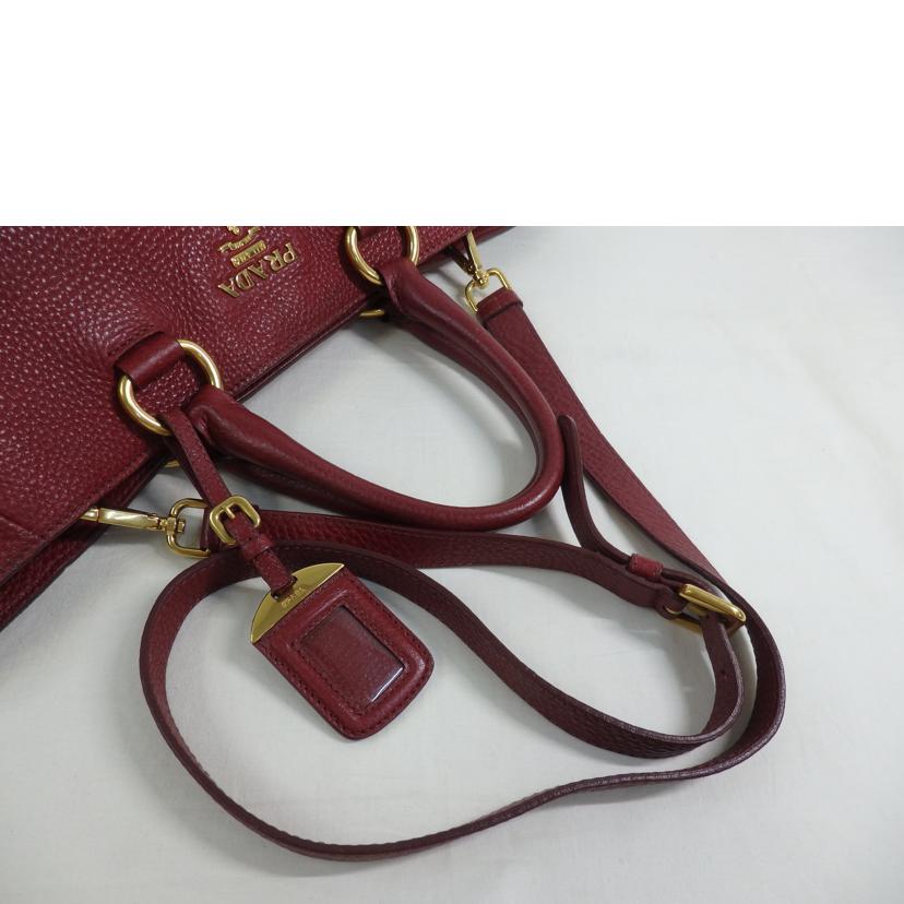 PRADA プラダ/メタルロゴレザー2wayトートバッグ/RUBINO/BN2522//102/Bランク/84