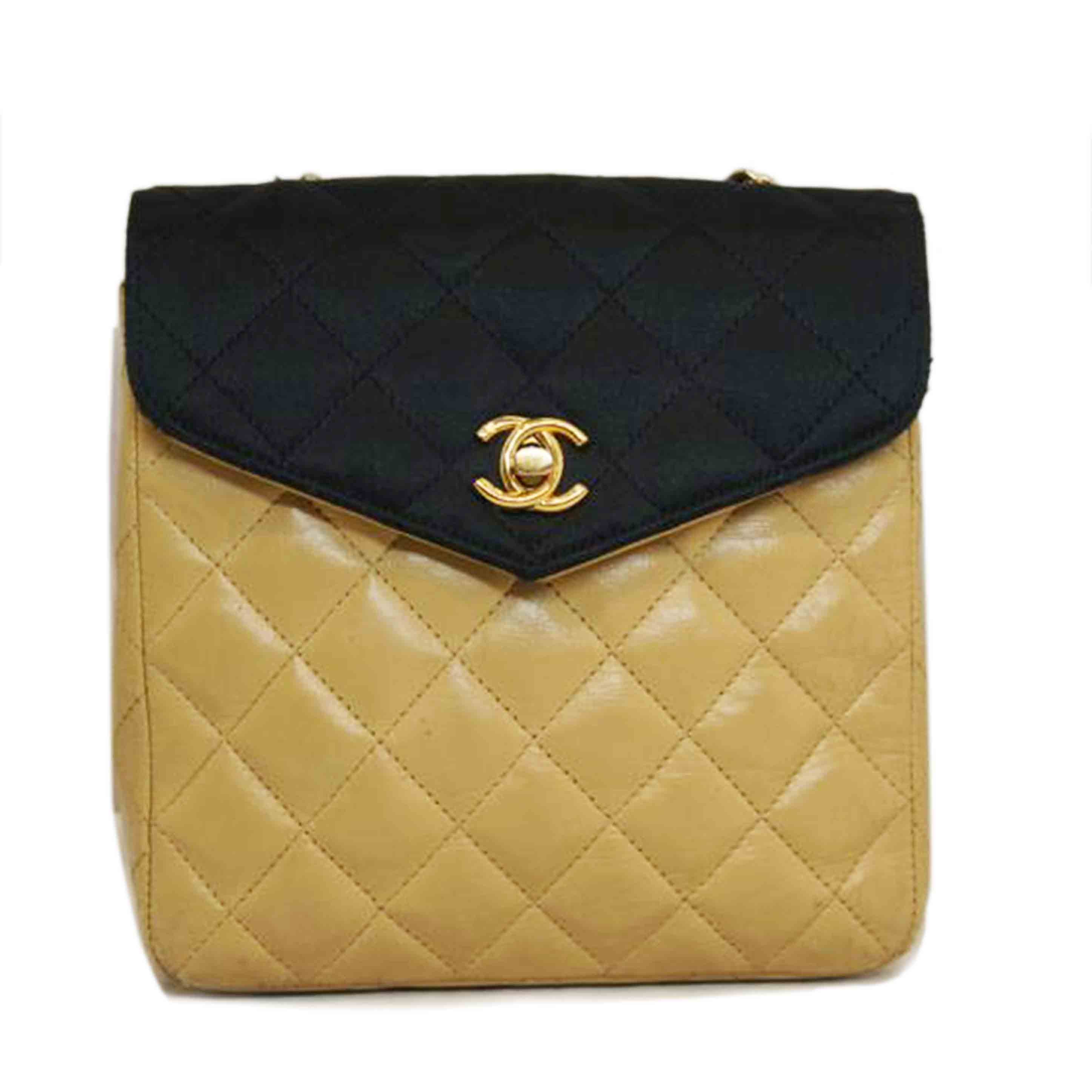 CHANEL シャネル/サテンラムスキンコンビバイカラーチェーンバッグマトラッセG金具//085****/Bランク/92