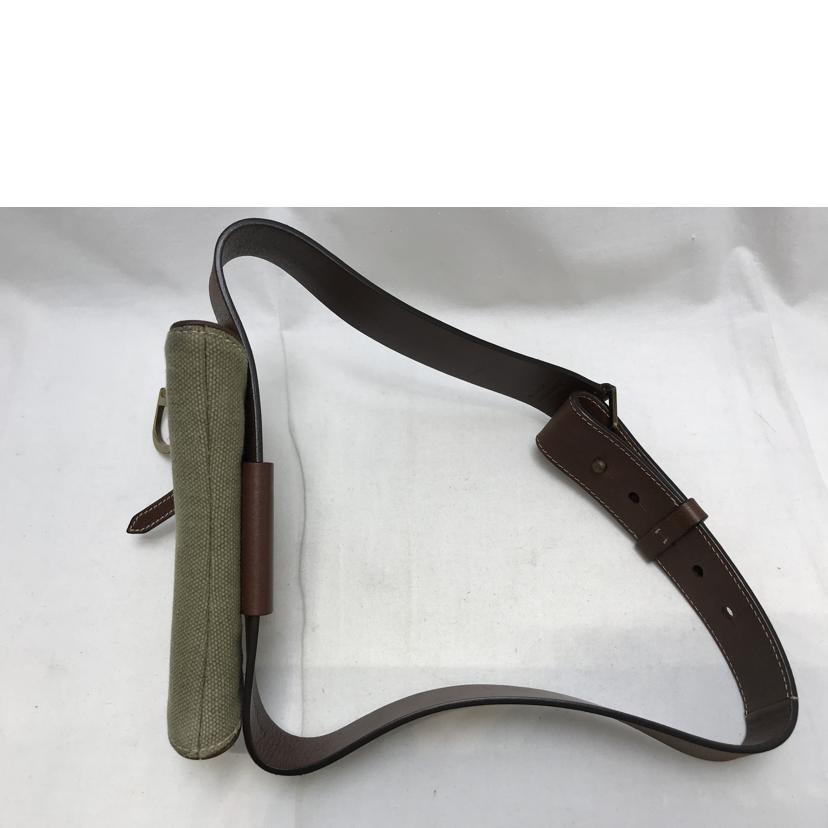 ChristianDior クリスチャンディオール/サドルバッグ ウエストポーチ カーキ×ダークブラウン キャンバス×レザー/06BM-0023//Bランク/51