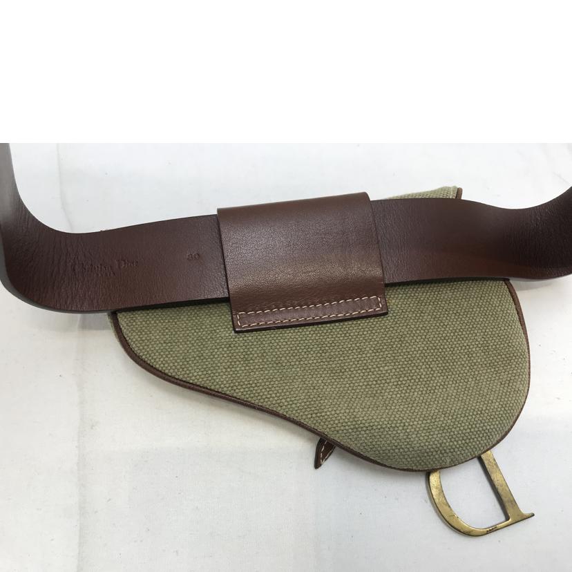 ChristianDior クリスチャンディオール/サドルバッグ ウエストポーチ カーキ×ダークブラウン キャンバス×レザー/06BM-0023//Bランク/51