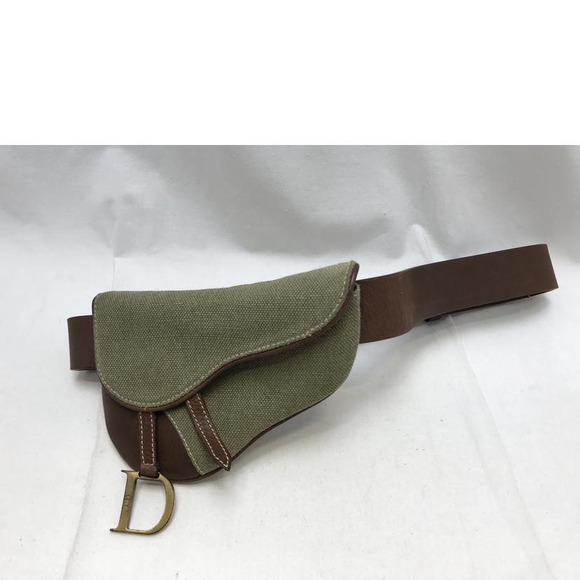 ChristianDior クリスチャンディオール/サドルバッグ ウエストポーチ カーキ×ダークブラウン キャンバス×レザー/06BM-0023//Bランク/51