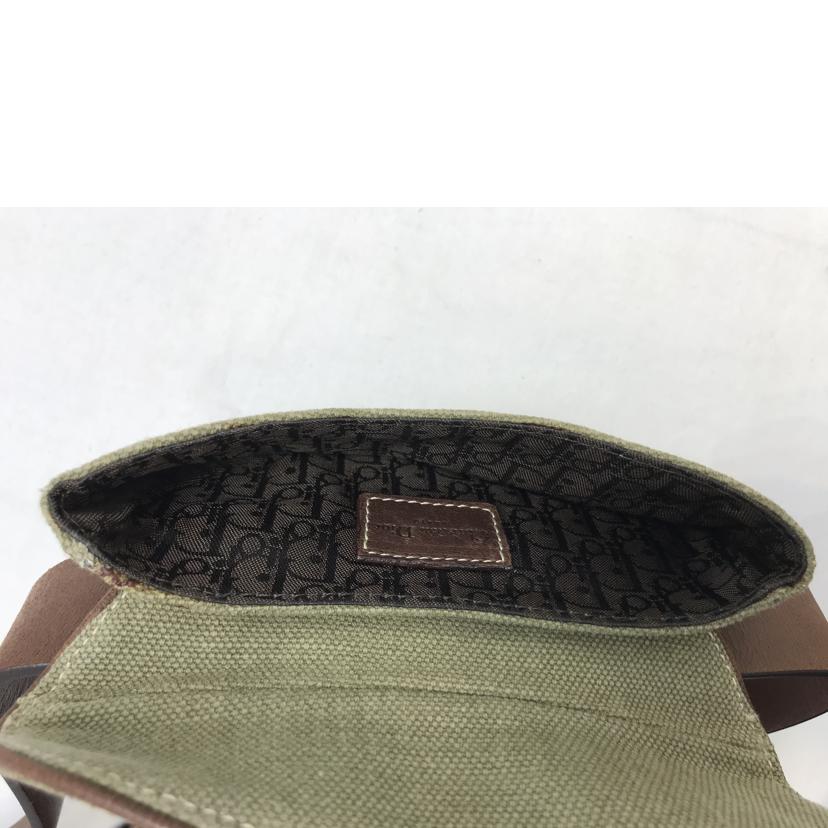 ChristianDior クリスチャンディオール/サドルバッグ ウエストポーチ カーキ×ダークブラウン キャンバス×レザー/06BM-0023//Bランク/51