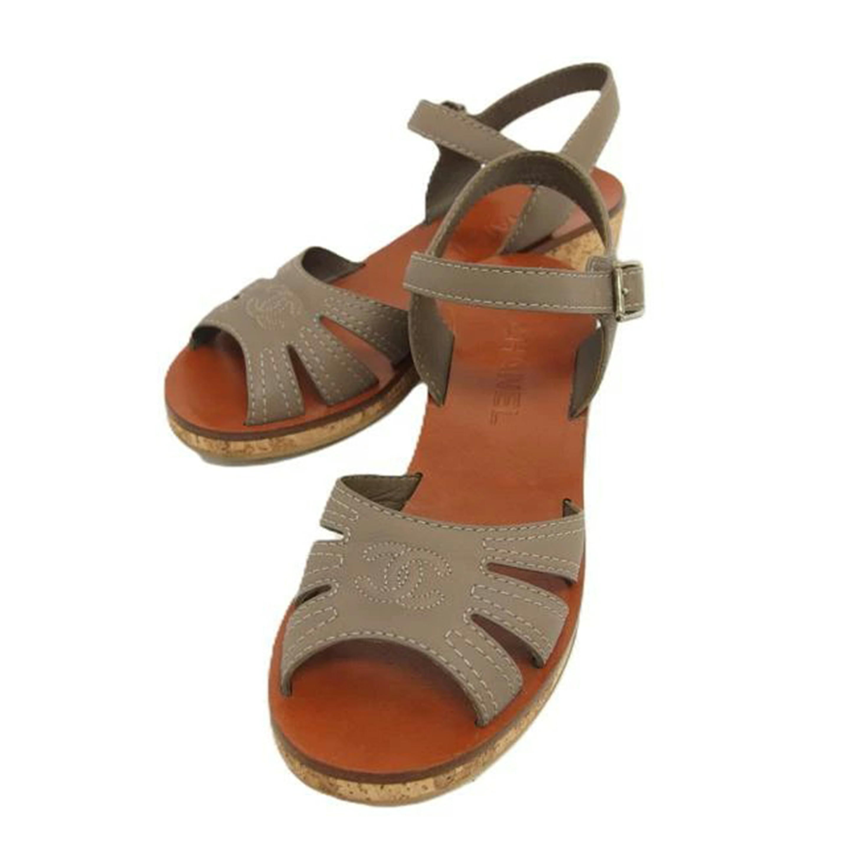 CHANEL シャネル/カーフ ウェッジソールサンダル/ブラウン/37/G31695//23.*****/ABランク/04