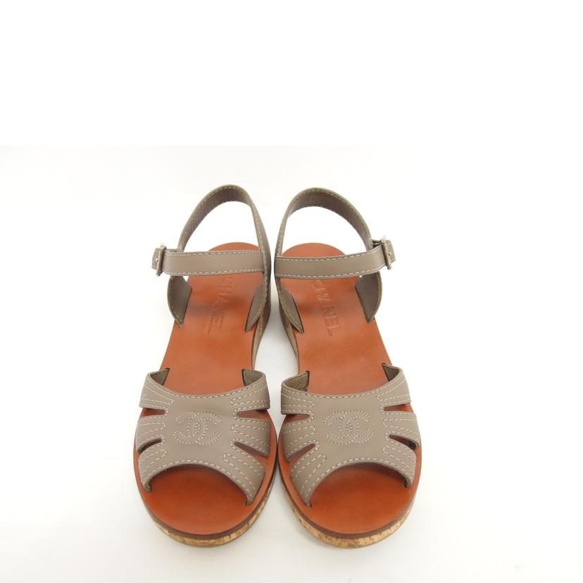 CHANEL シャネル/カーフ ウェッジソールサンダル/ブラウン/37/G31695//23.*****/ABランク/04