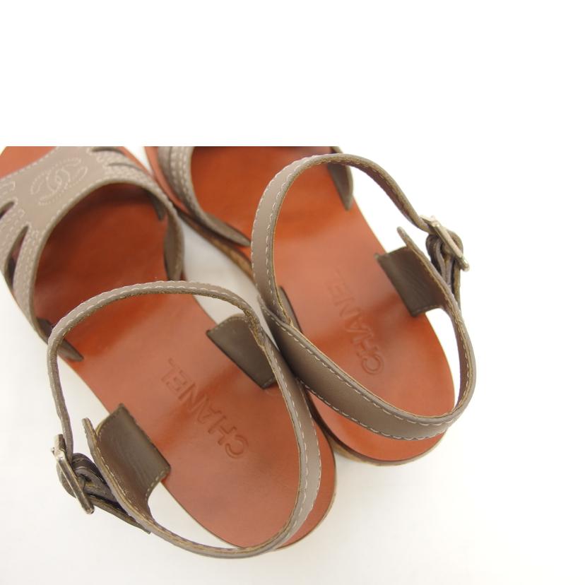 CHANEL シャネル/カーフ ウェッジソールサンダル/ブラウン/37/G31695//23.*****/ABランク/04