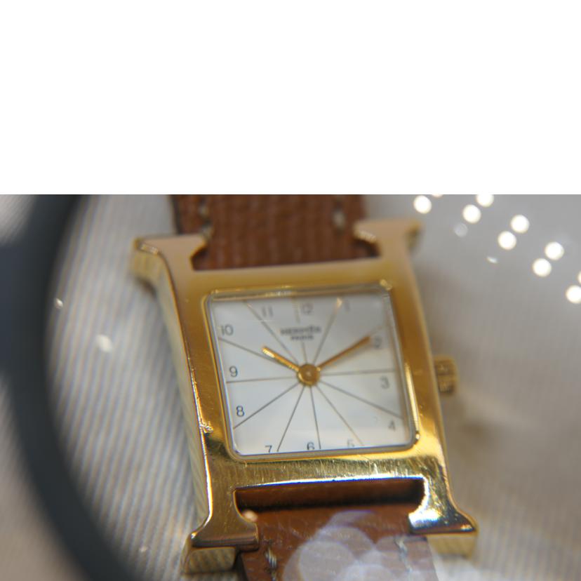 HERMES エルメス/Hウォッチ白文字盤QZ/社外ベルト/RS1.201//880***/Bランク/92