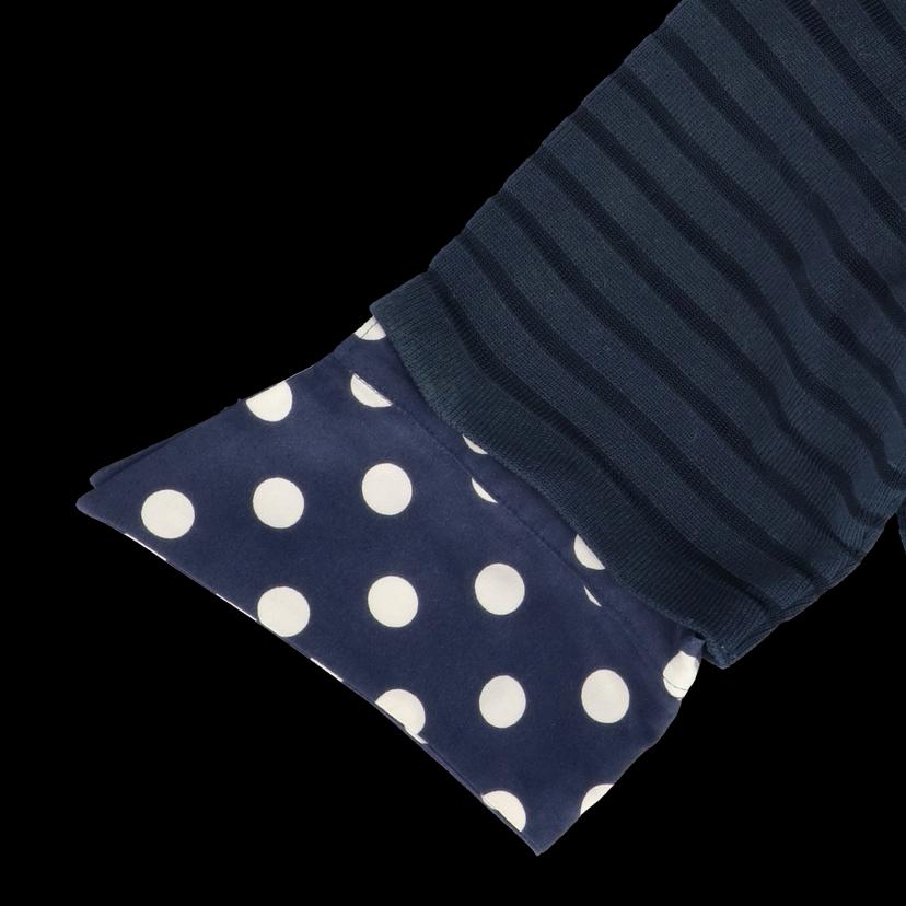 C.DIOR/ヴィンテージカーディガンネイビーxドット シルク/レーヨン/綿/金ボタン//ABランク/82