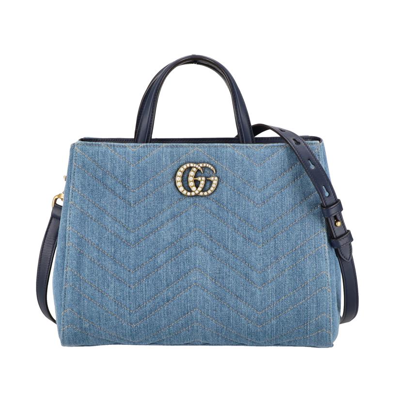 GUCCI グッチ/GGマーモントキルテイングデニムトップハンドルバッグ/448054//591***/ABランク/94