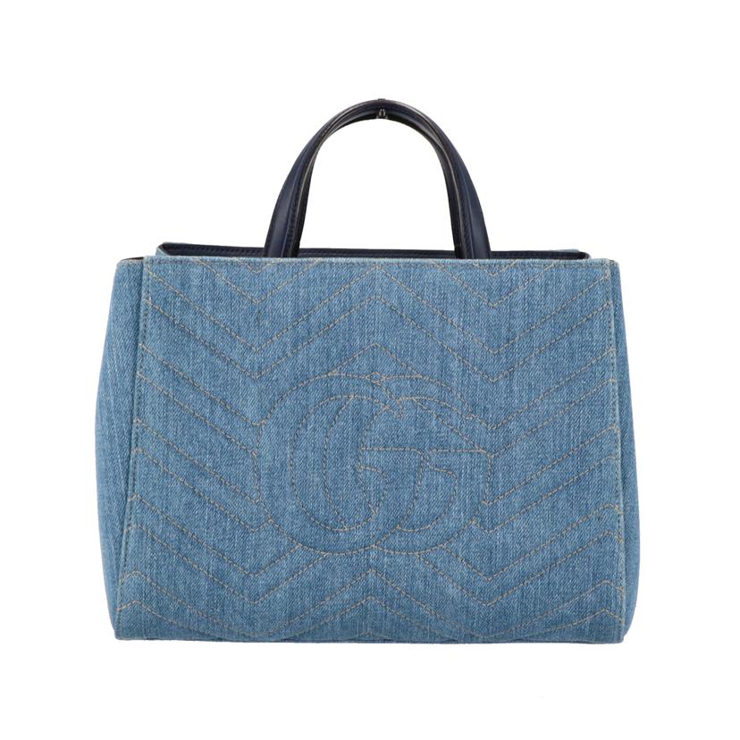 GUCCI グッチ/GGマーモントキルテイングデニムトップハンドルバッグ/448054//591***/ABランク/94