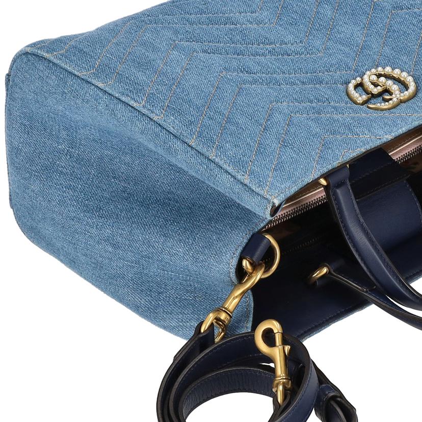 GUCCI グッチ/GGマーモントキルテイングデニムトップハンドルバッグ/448054//591***/ABランク/94