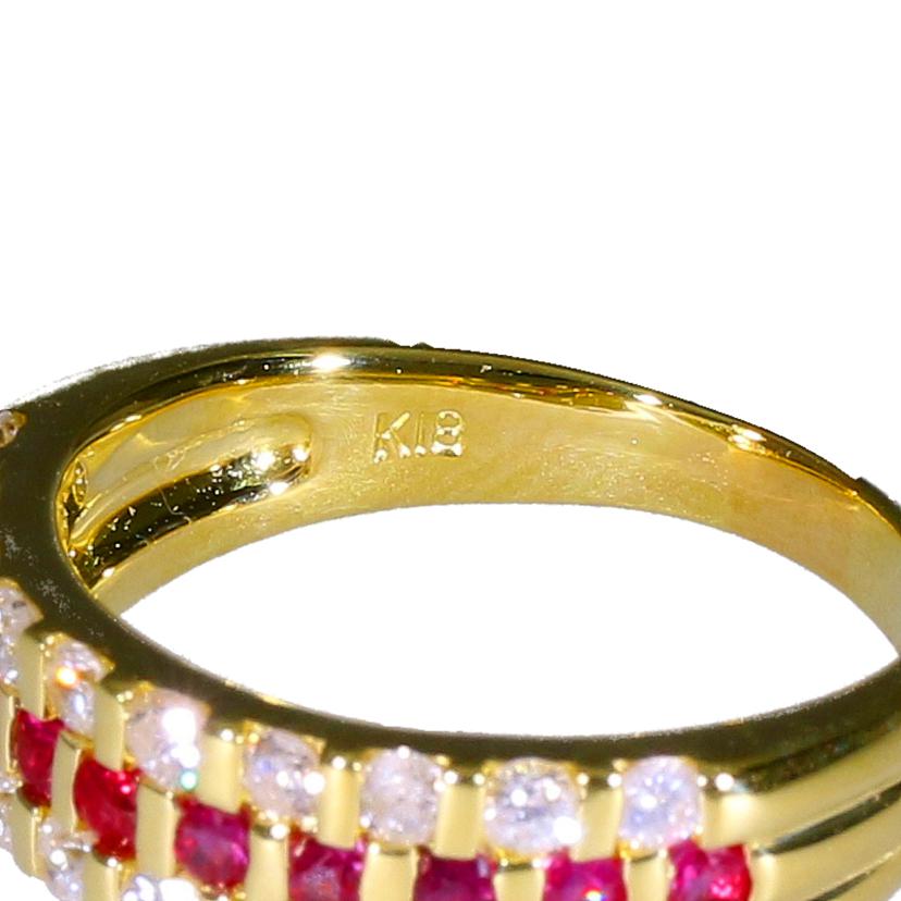 /K18ルビーダイヤリング0.41/D0.51ct//Aランク/88