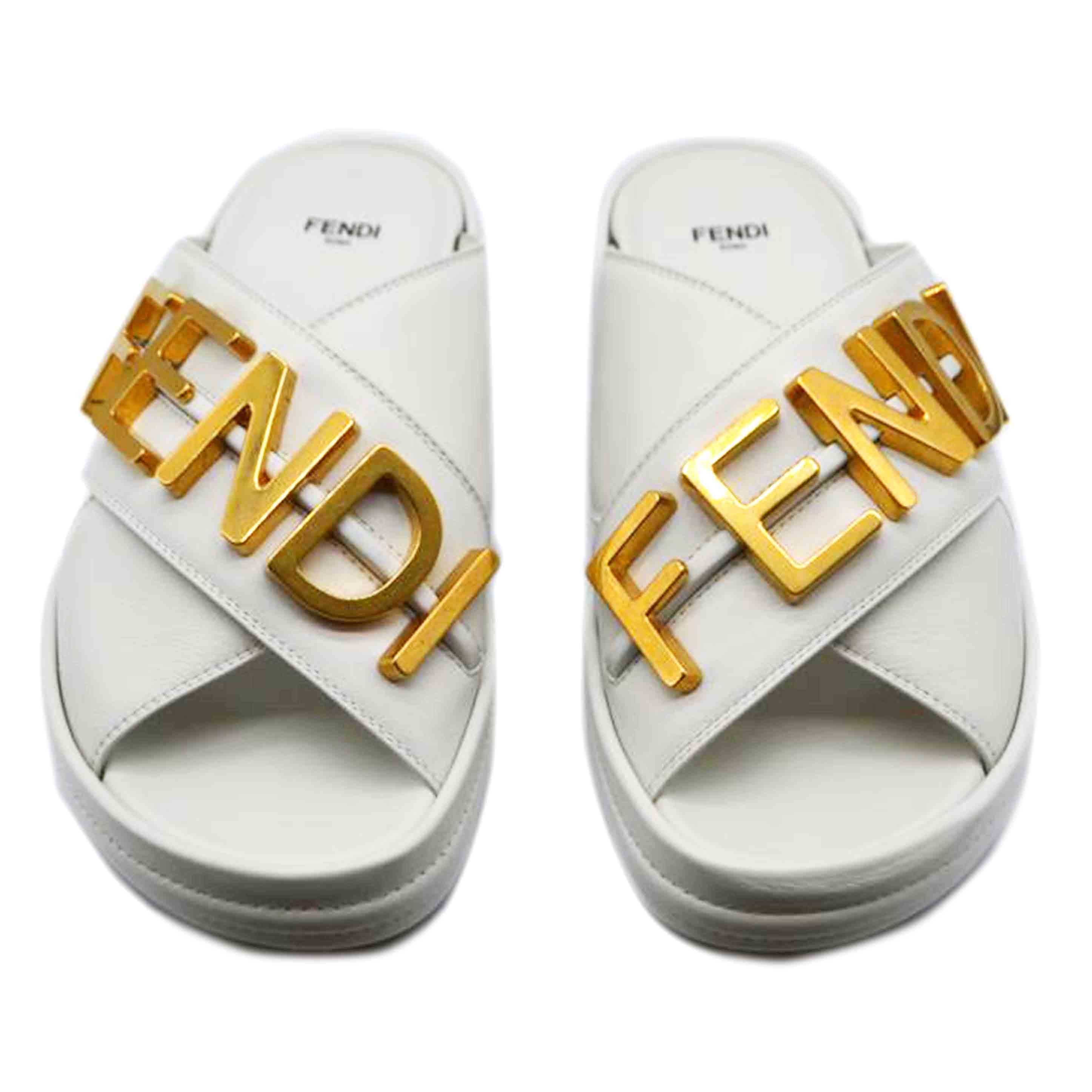 FENDI フェンディ/メタルロゴフラットサンダル/24.0cm(37 1/2)/7353//Sランク/89