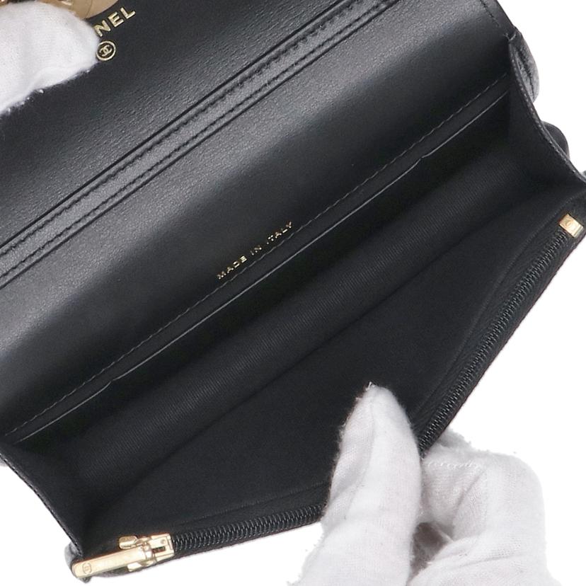 CHANEL シャネル/キャビアスキン/カメリアロングチェーンショルダー/ウォレット//NG2*****/SAランク/91