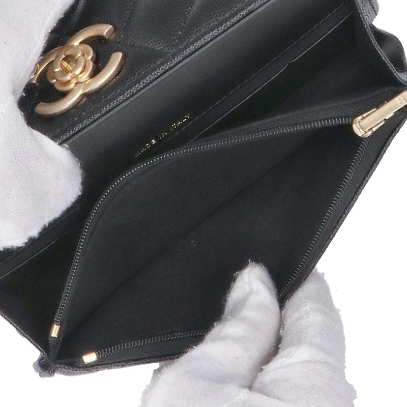 CHANEL シャネル/キャビアスキン/カメリアロングチェーンショルダー/ウォレット//NG2*****/SAランク/91