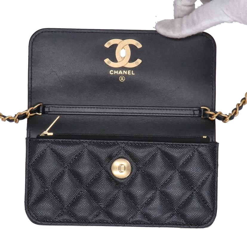 CHANEL シャネル/キャビアスキン/カメリアロングチェーンショルダー/ウォレット//NG2*****/SAランク/91